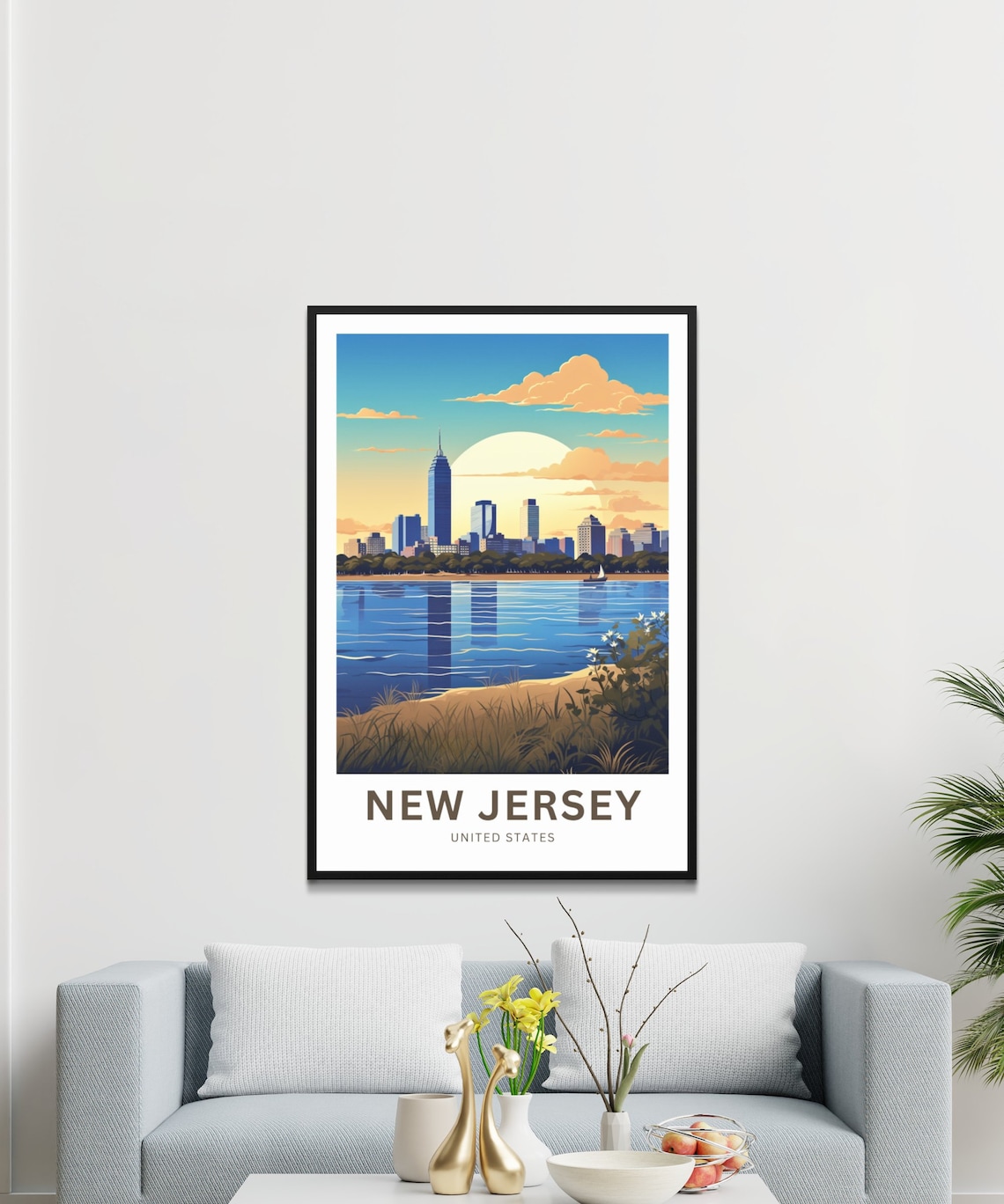 New Jersey Sunset Skyline Vintage Travel Souvenir Gift Poster - Image 3