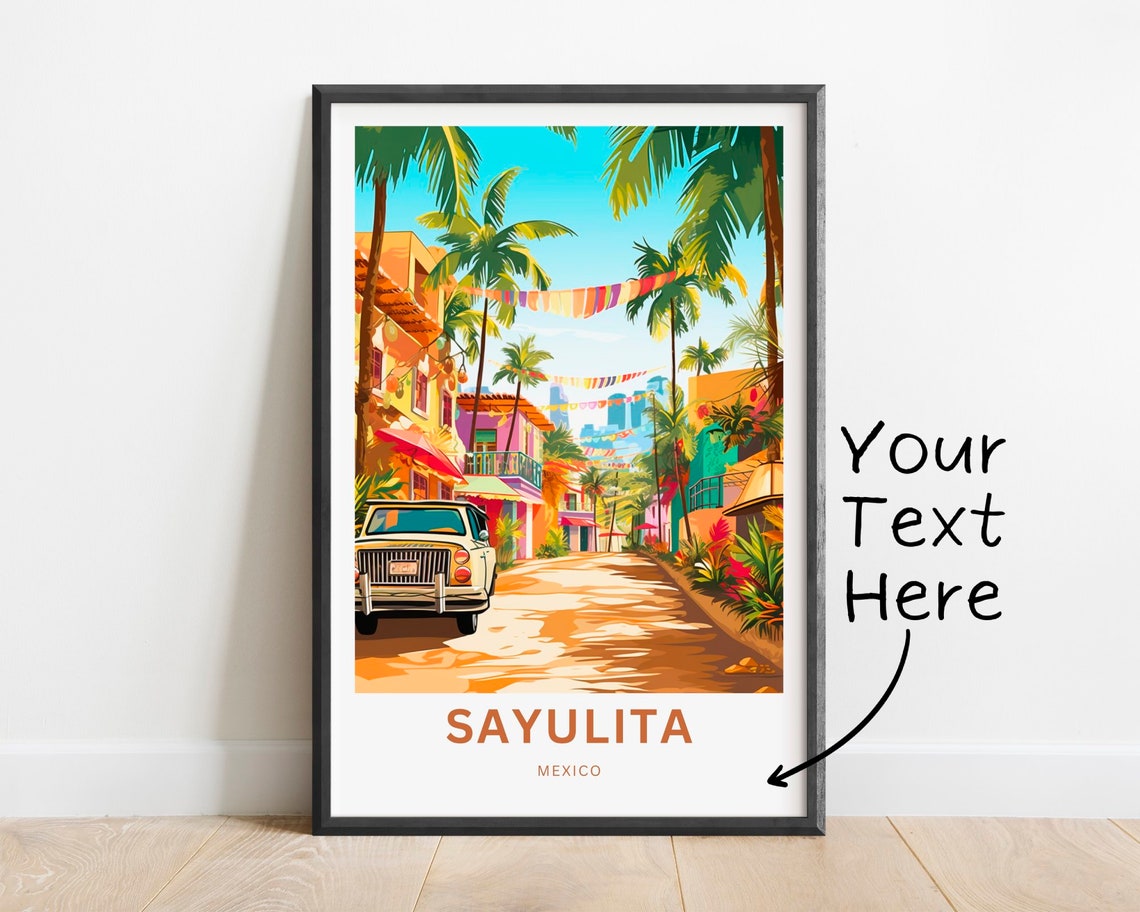 Personalized Sayulita Travel Print Sayulita Poster Mexico Wall Art Framed Present Gift Mexico Present