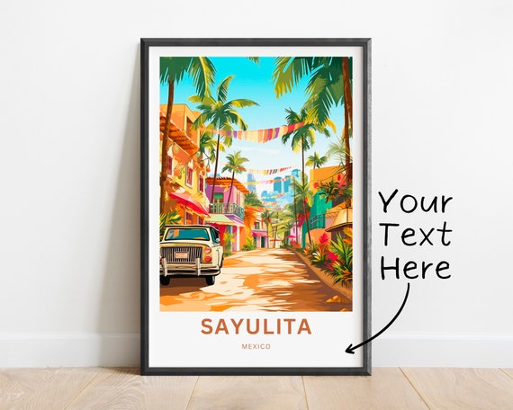 Personalized Sayulita Travel Print Sayulita Poster Mexico Wall Art Framed Present Gift Mexico Present