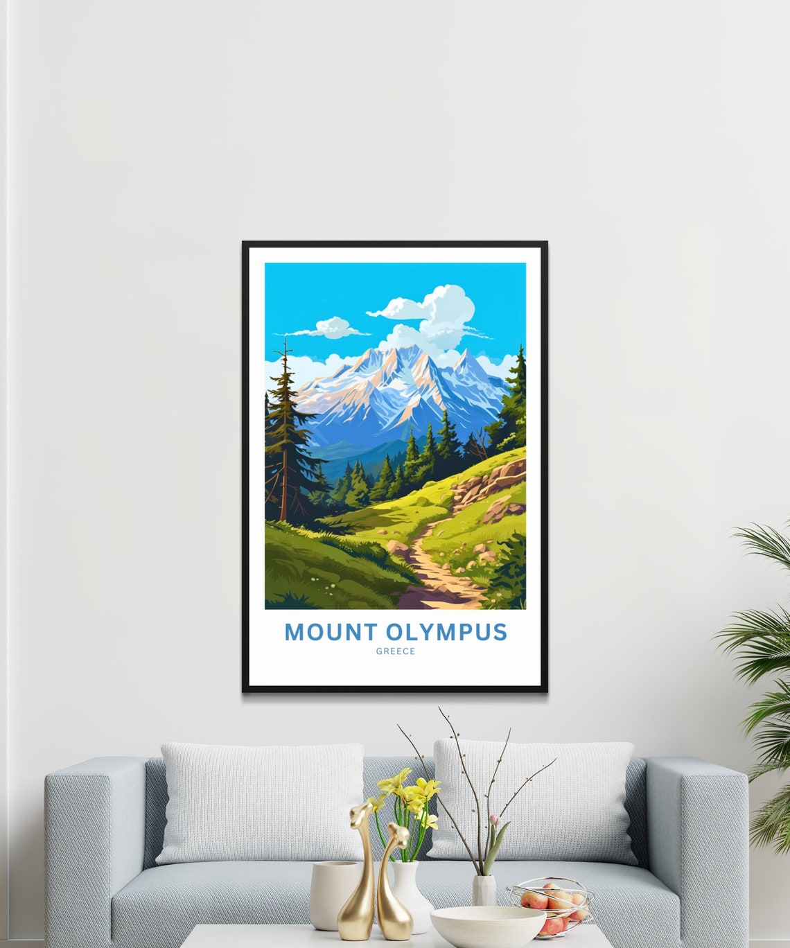 Personalized Mount Olympus Greece Snowy Peaks Valley Trail Poster - Image 2