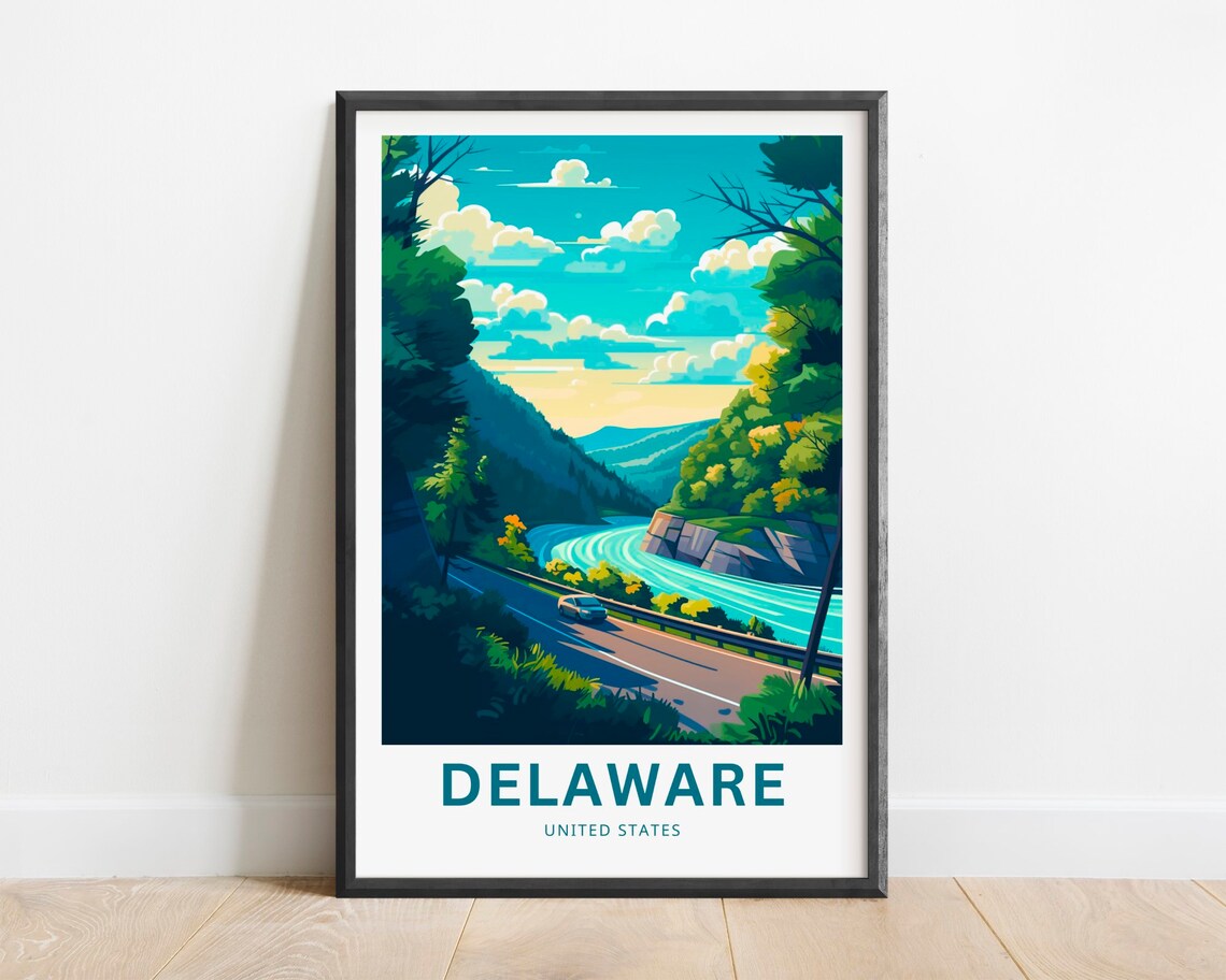 Delaware Scenic Highway River Drive Vintage Travel Poster USA