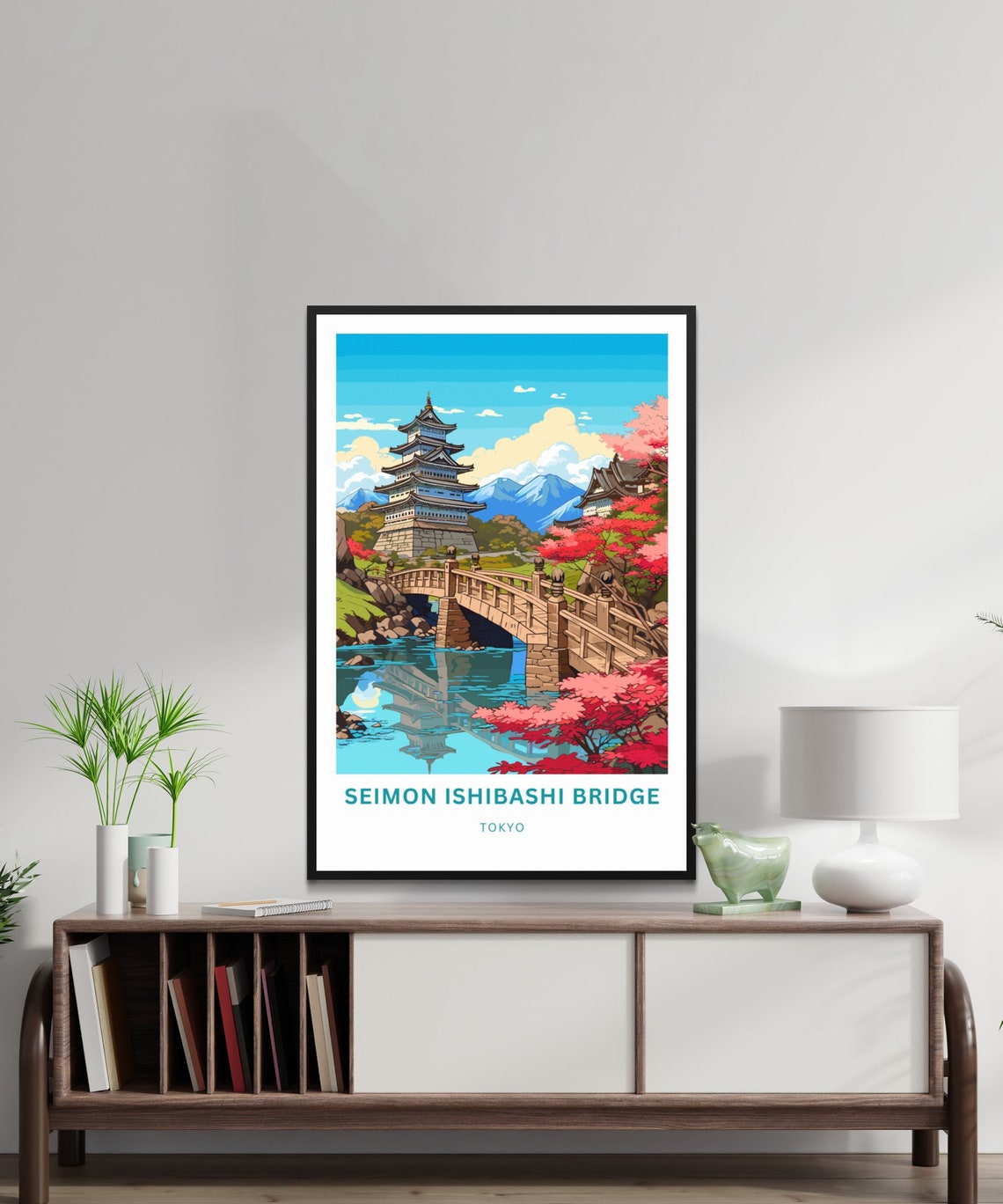 Personalized Tokyo Japan Cherry Blossom Pagoda Bridge Poster - Image 2