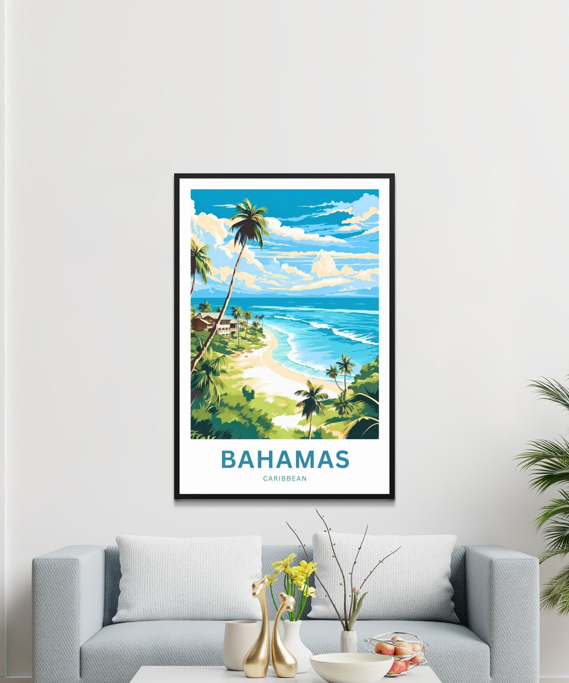 Personalized Bahamas Travel Print Bahamas Poster Caribbean Wall Art Framed Present Gift Caribbean Present - Image 3