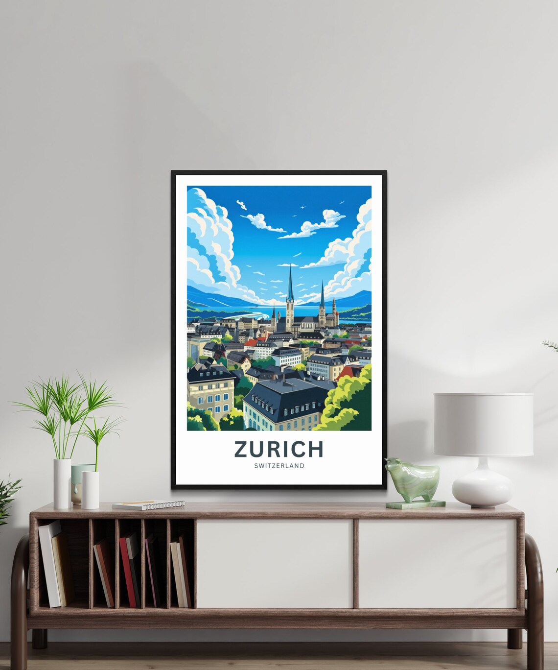 Zurich Switzerland City Skyline Lake Church View Travel Poster - Image 2