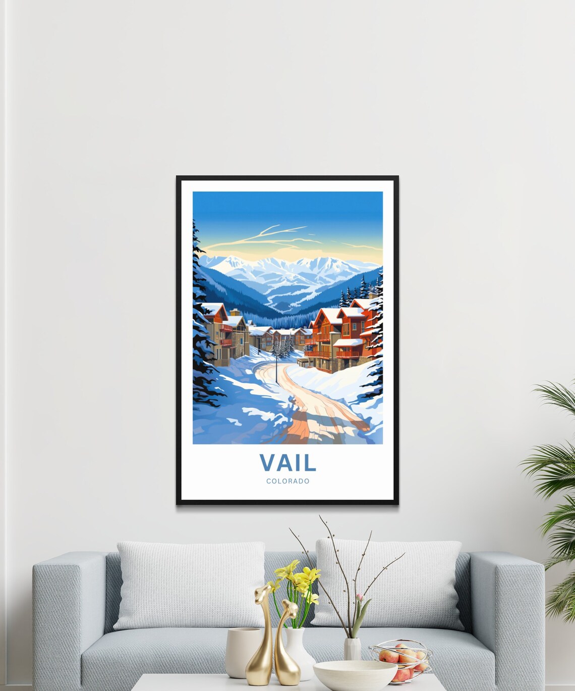 Vail Colorado Snow Covered Chalet Street Peaks Travel Poster - Image 3