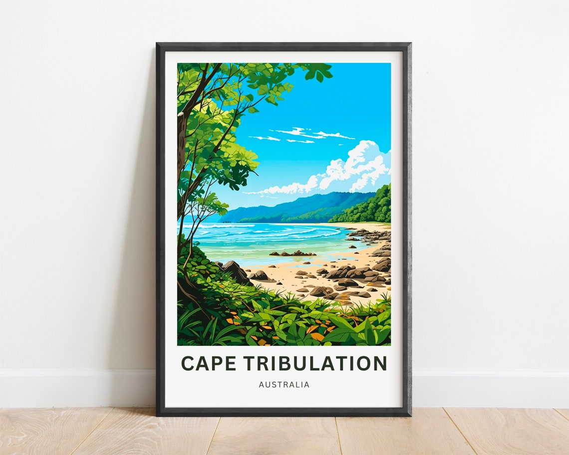 Cape Tribulation Australia Rainforest Beach View Vintage Travel Poster