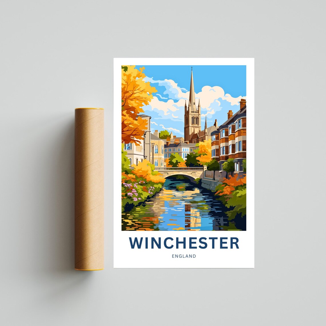 Winchester England Present Travel Poster - Image 4