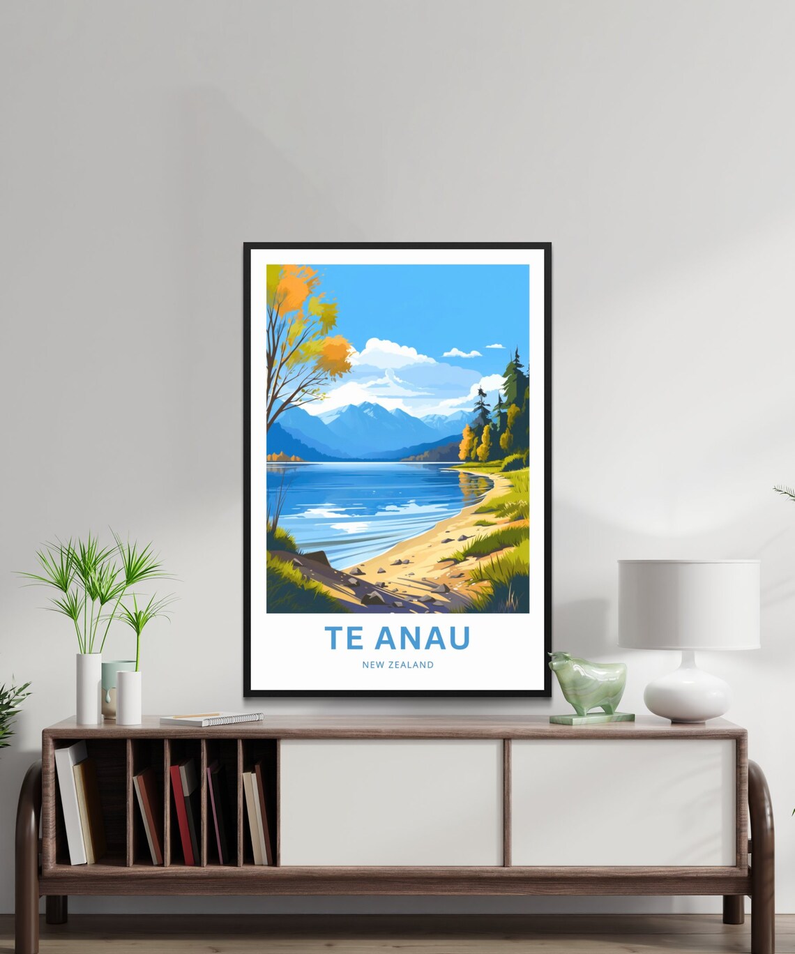 Te Anau New Zealand Alpine Lake Mountains Autumn Scene Poster - Image 2
