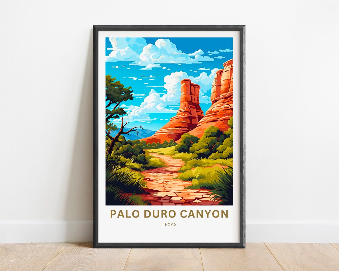 Palo Duro Canyon Texas Red Rock Spires Desert Trail Vintage Poster