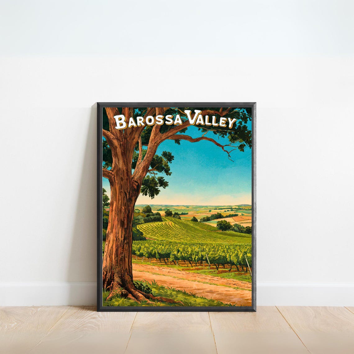 Barossa Valley Australia Vintage Vineyard Poster Old Gum Tree Hills