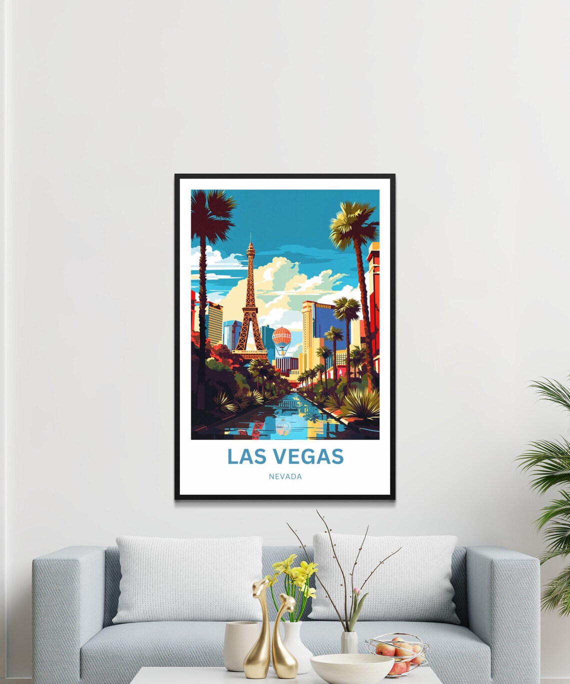 Las Vegas Nevada Strip Skyline Customizable Neon Travel Poster - Image 3