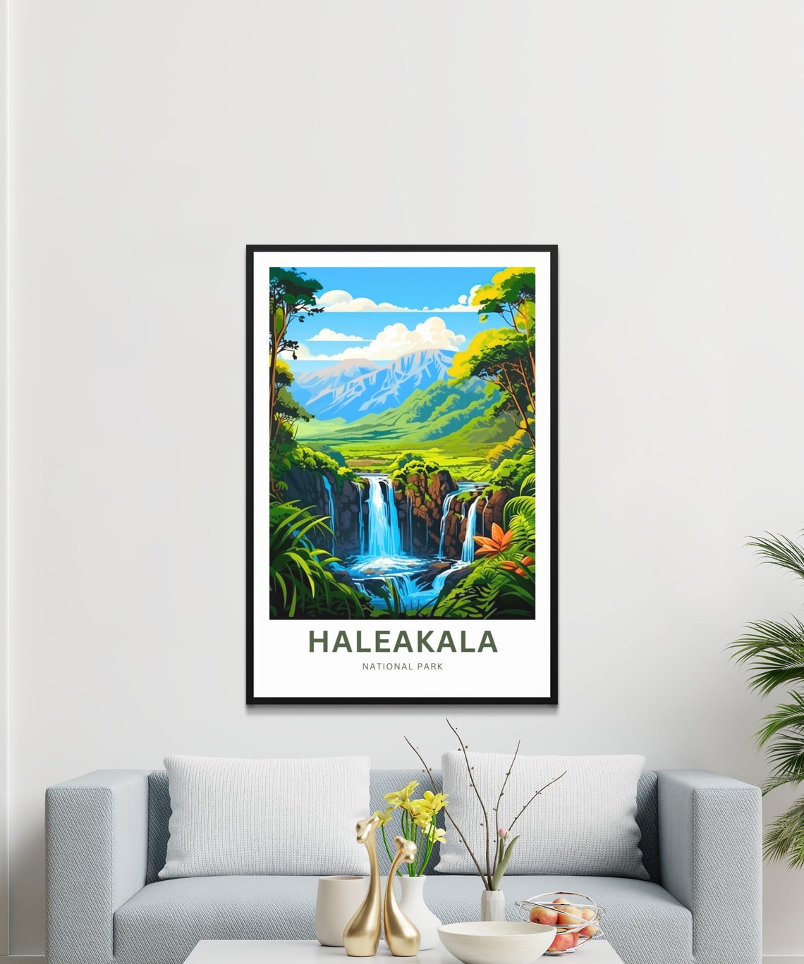Haleakala National Park Hawaii Waterfall Tropical Travel Poster - Image 3