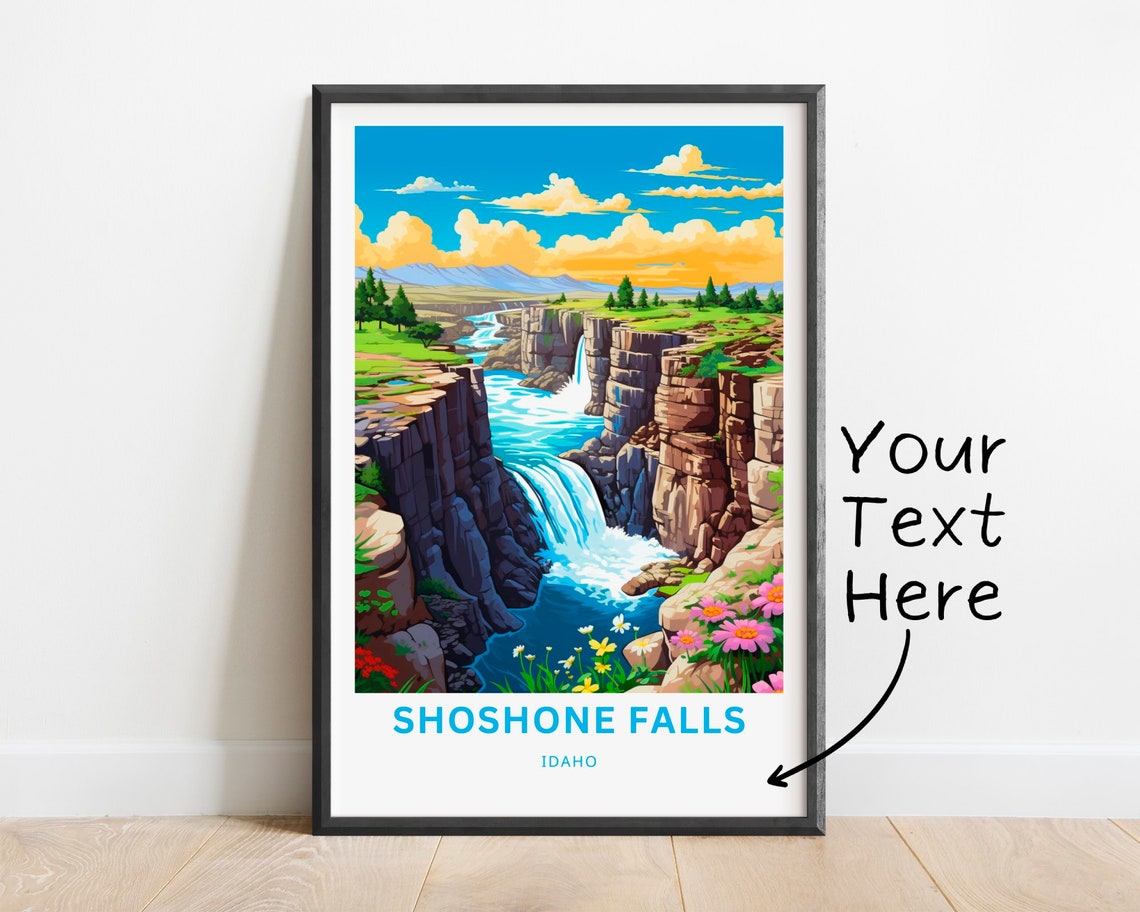 Shoshone Falls Idaho Canyon Waterfalls Vista Custom Text Poster