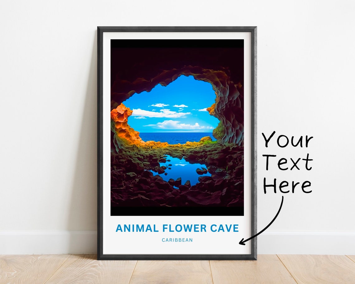 Personalized Animal Flower Cave Travel Print Animal Flower Cave Poster Caribbean Wall Art Framed Present Gift Caribbean Present