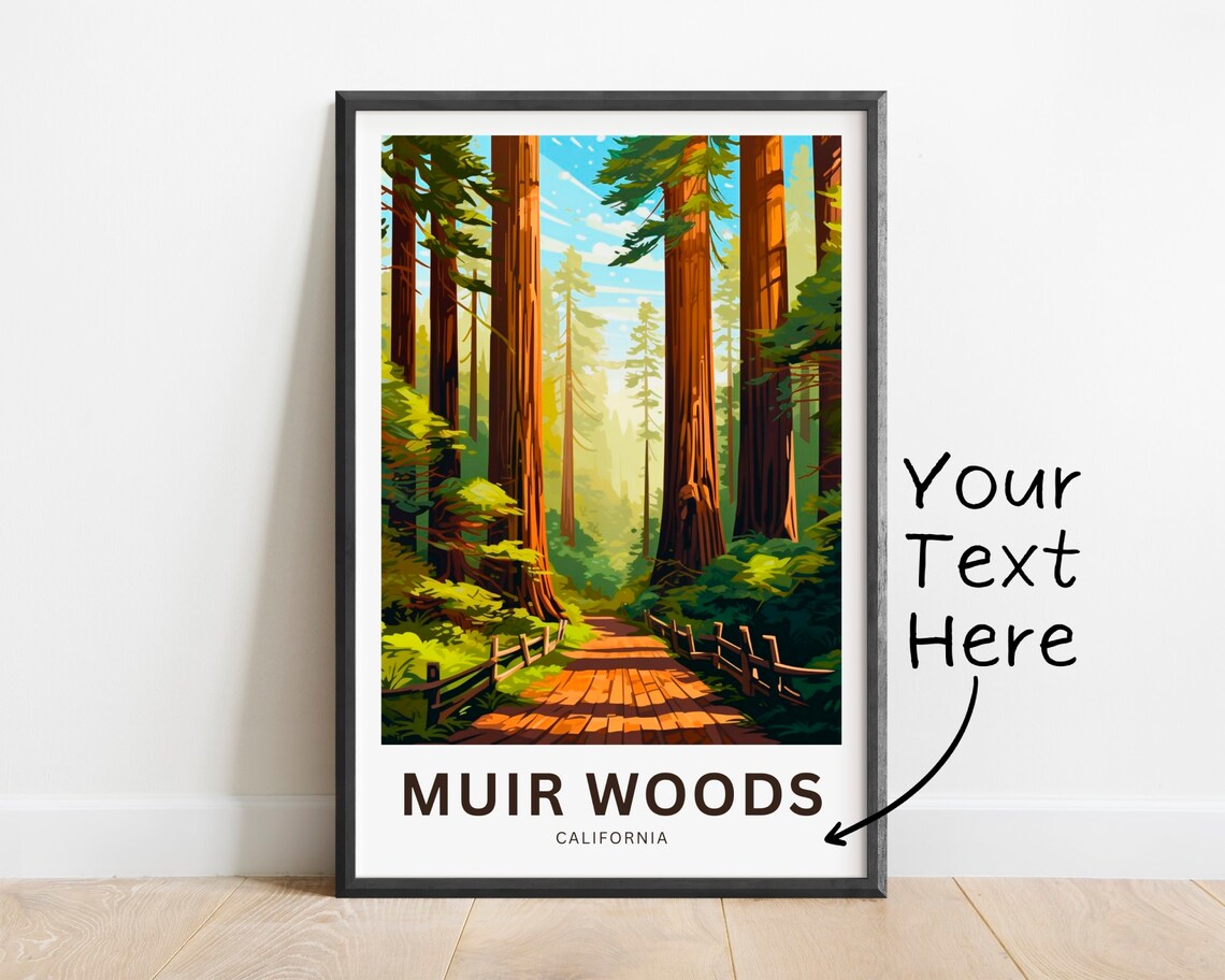 Muir Woods California Personalized Redwood Forest Trail Travel Poster