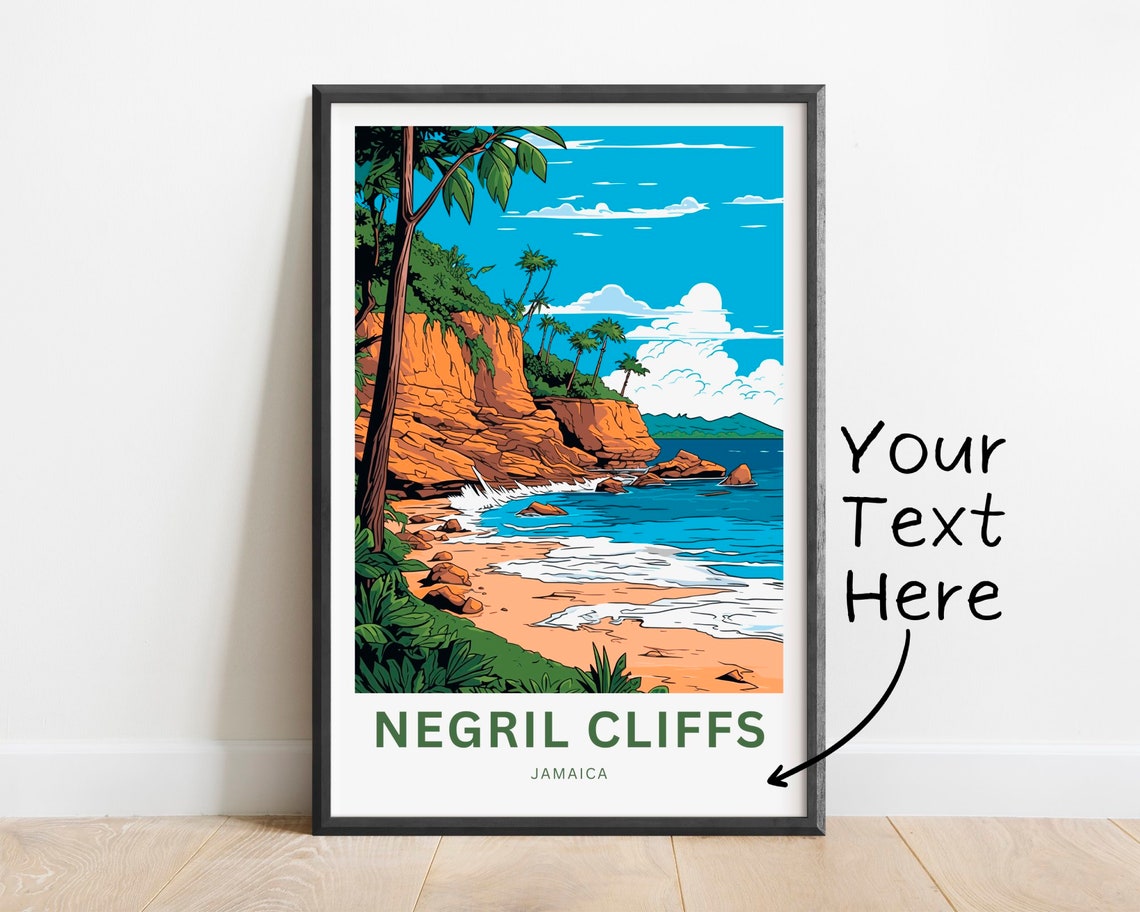 Negril Cliffs Jamaica Custom Name Red Cliffs Sandy Cove Poster