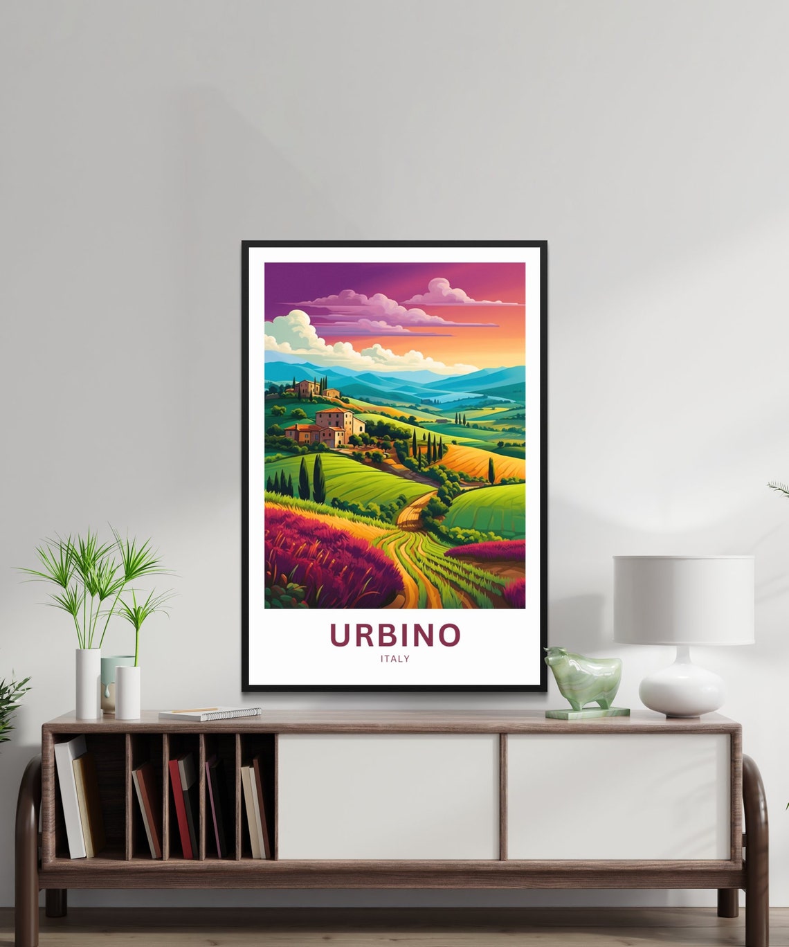 Urbino Italy Rolling Hills Farmhouse Personalized Gift Poster - Image 2