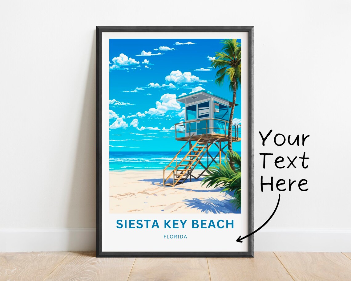Personalized Siesta Key Beach Travel Poster, Florida