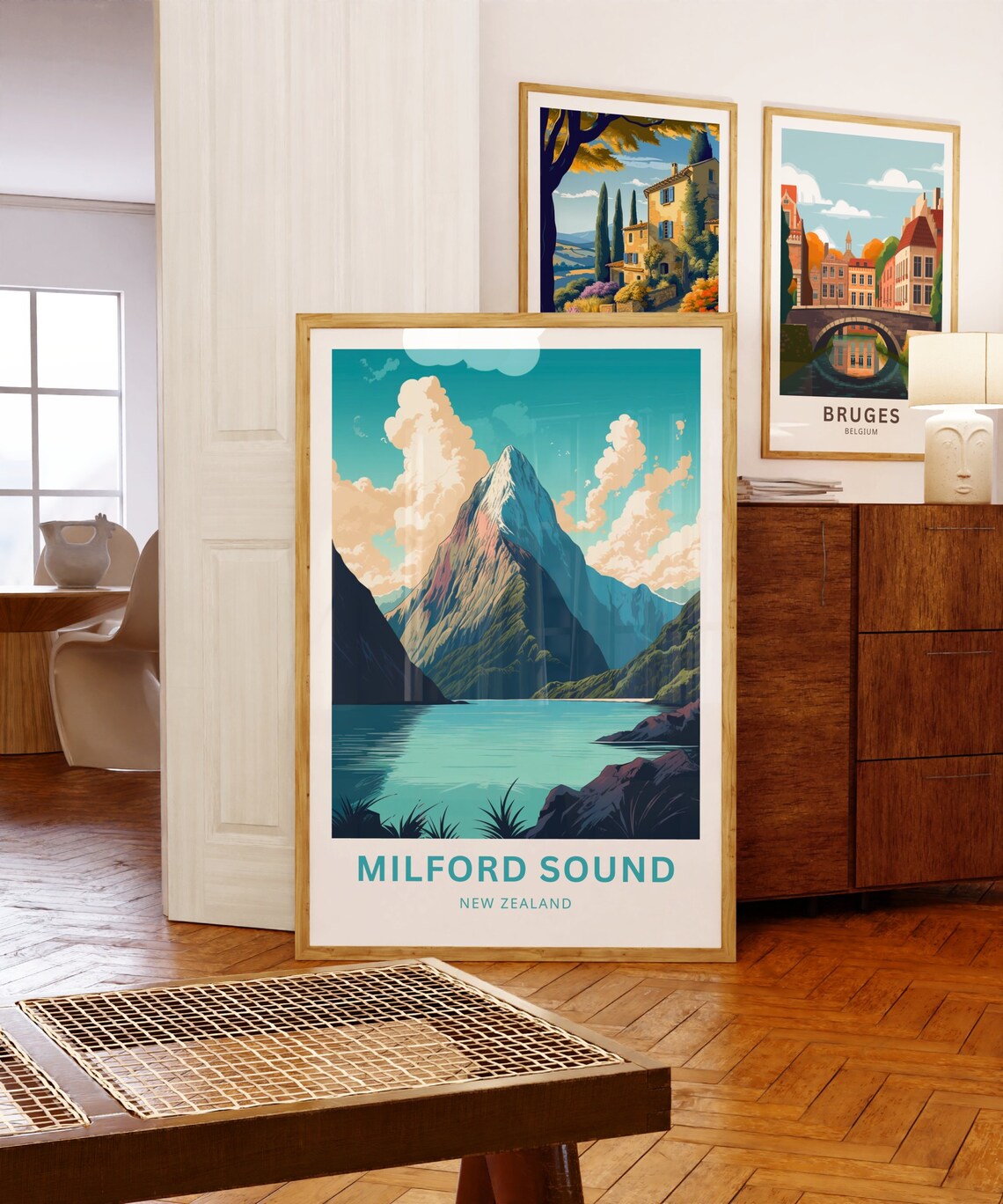Milford Sound New Zealand Mitre Peak Fjord Waters Travel Poster - Image 5