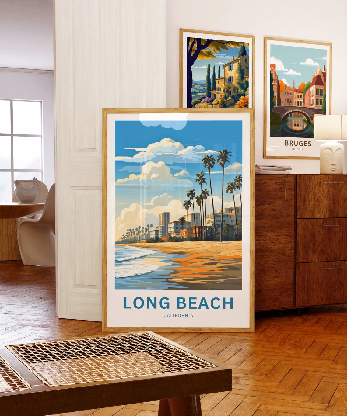 Personalized Long Beach California Sandy Shore Wave Gift Poster - Image 5