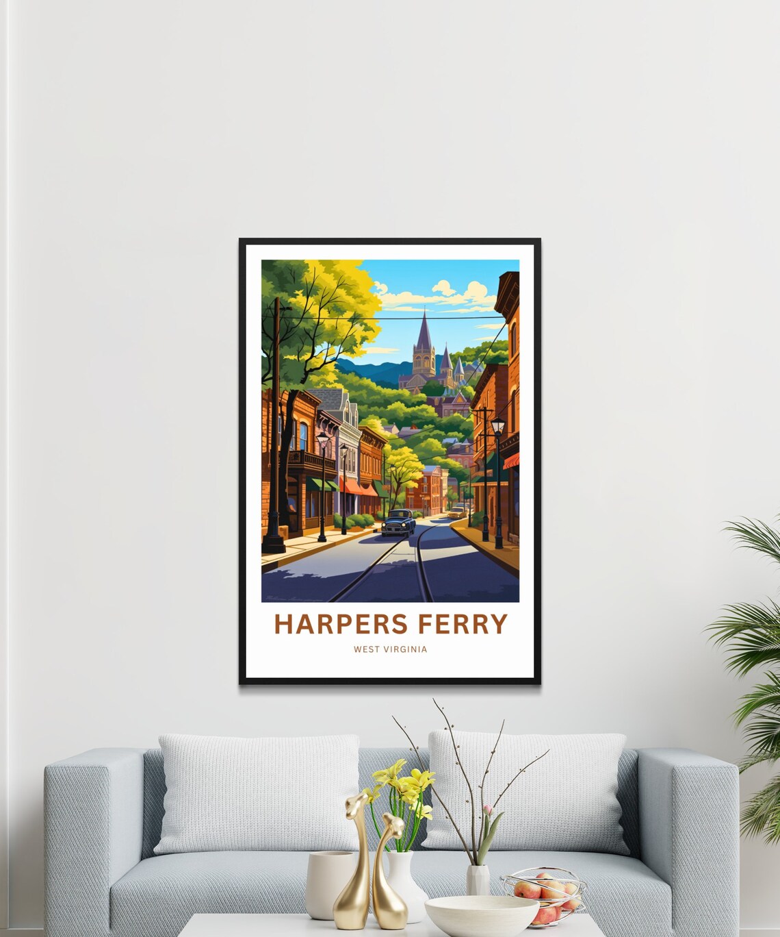 Harpers Ferry West Virginia Historic Main Street Church Travel Poster - Image 3