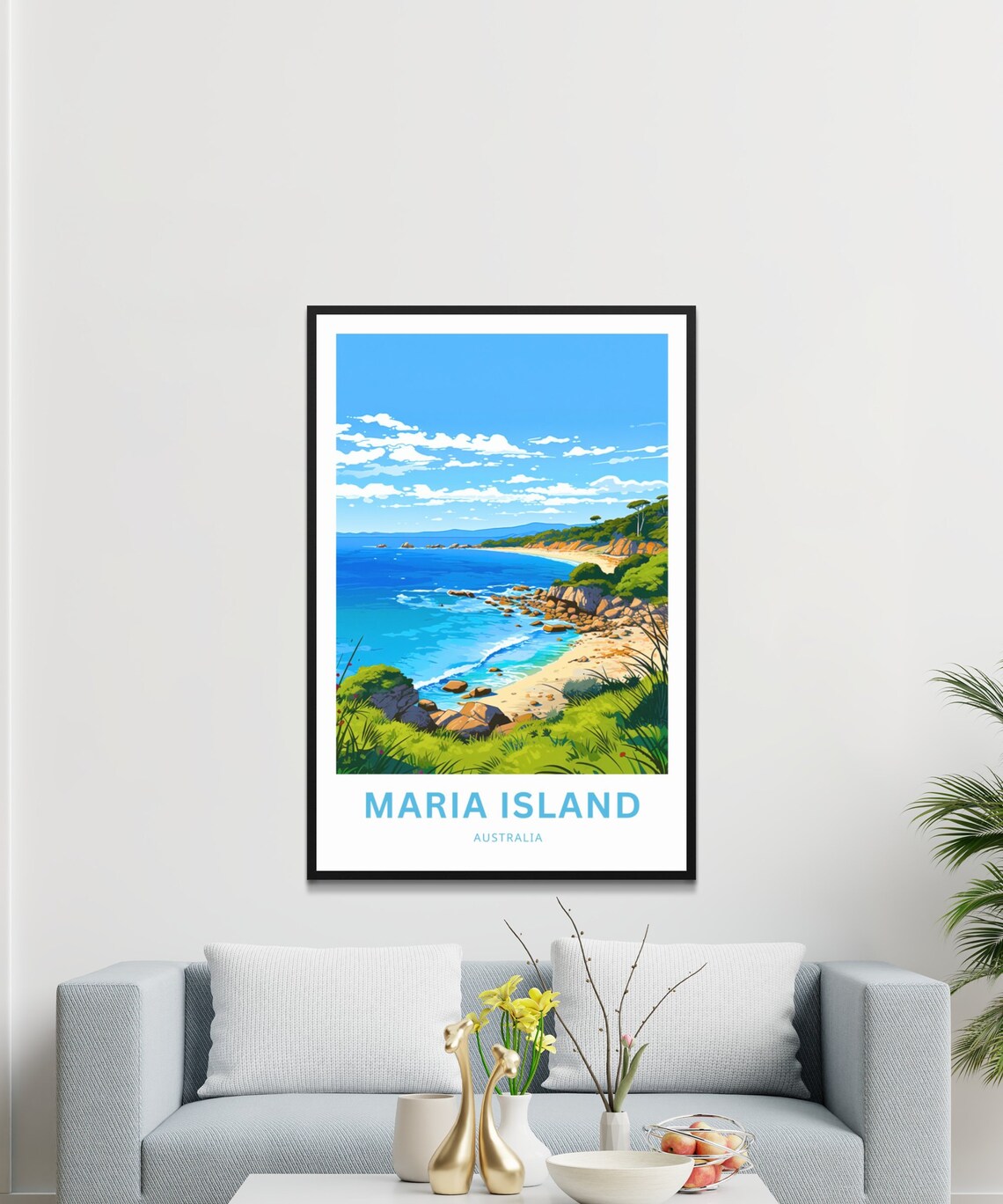 Maria Island Australia Turquoise Bay Coastal Scene Travel Poster - Image 3