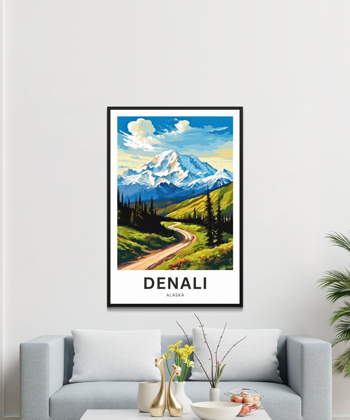 Denali Alaska Majestic Snowy Peak Road Vintage Travel Poster Gift - Image 3
