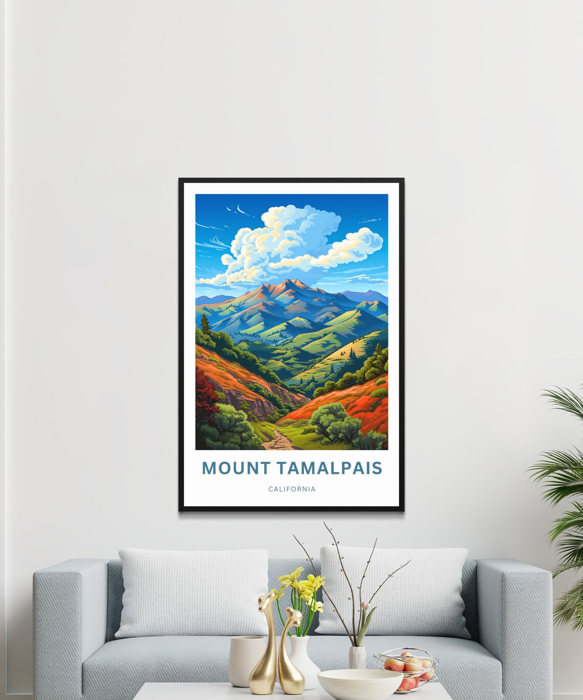 Mount Tamalpais California Golden Hills Personalized Travel Poster - Image 3