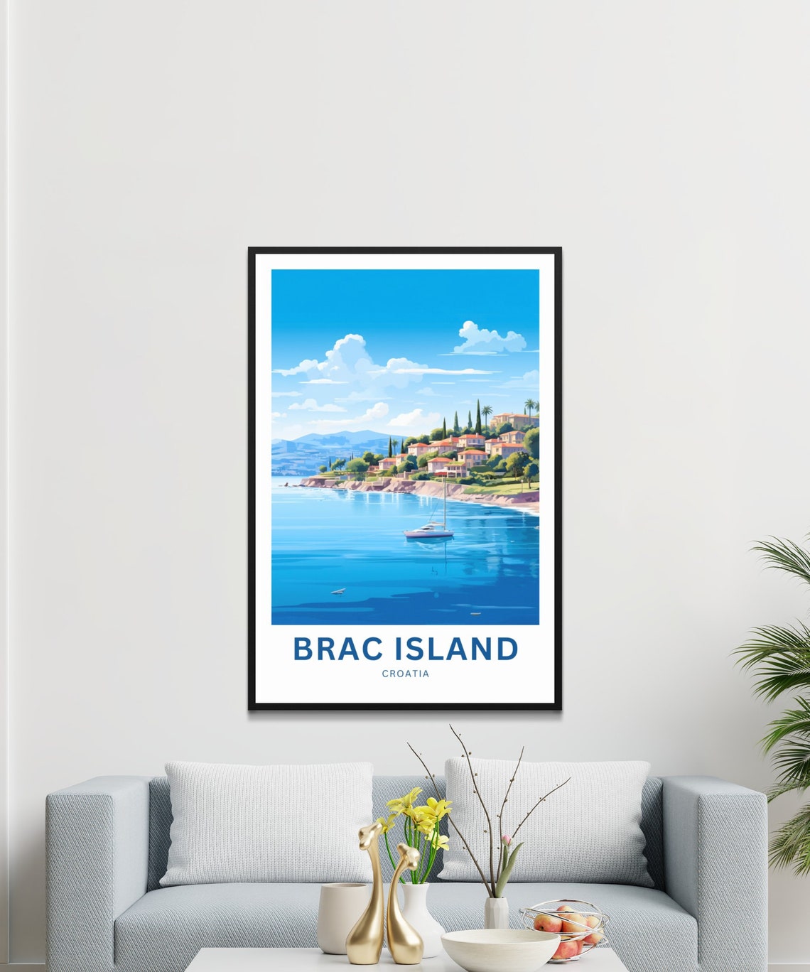 Brac Island Croatia Coastal Town Sailboat Adriatic Bay Poster - Image 3