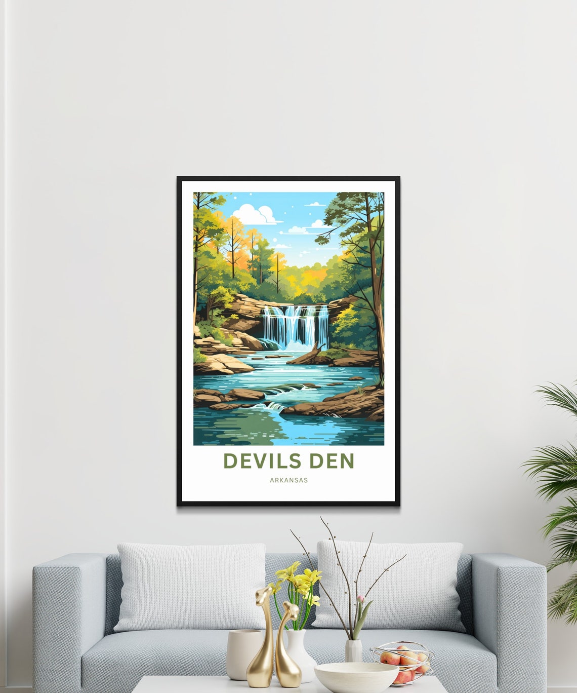 Personalized Devils Den Arkansas Waterfall Forest Gift Poster - Image 3