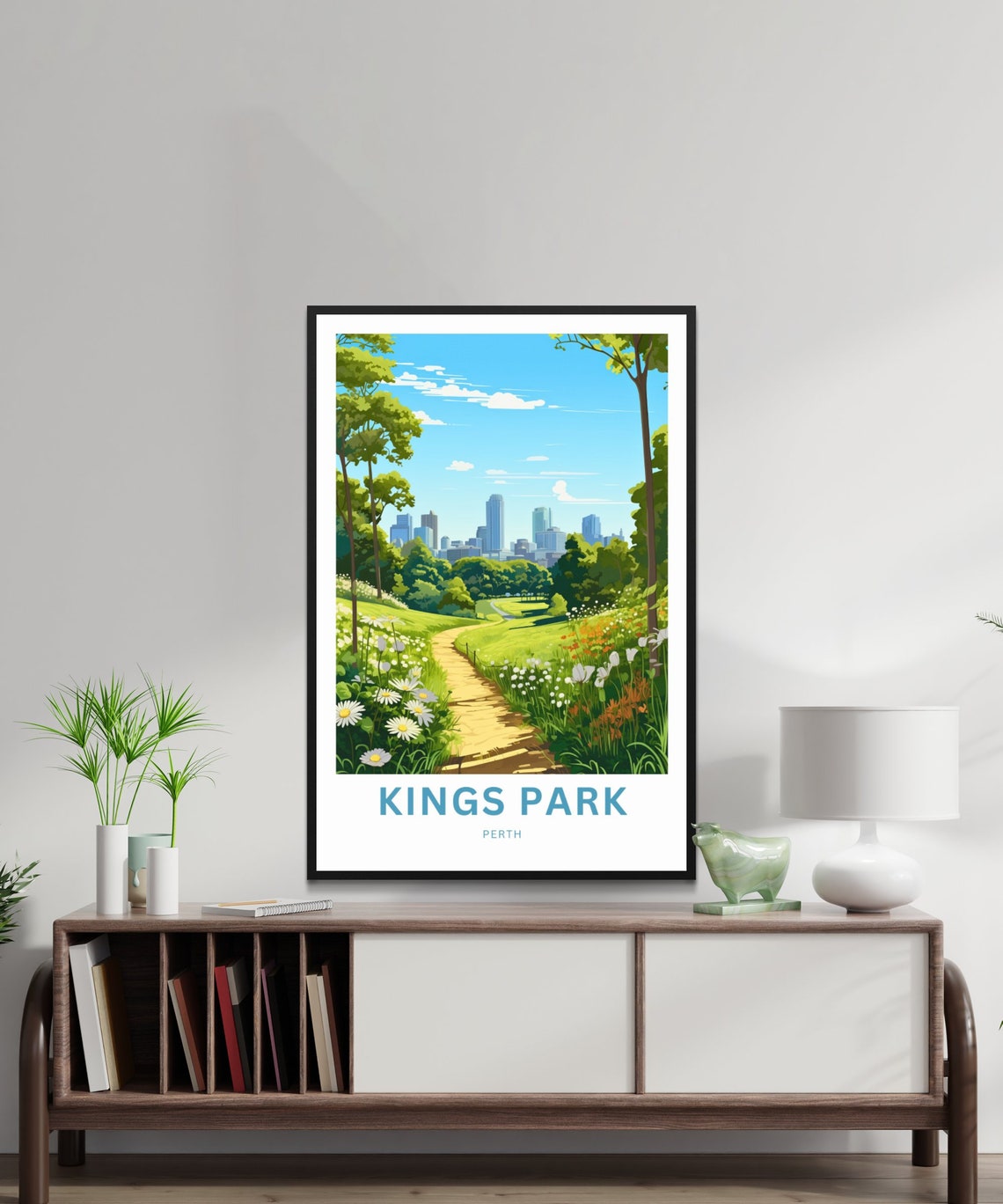 Sunny Kings Park Perth Daisy Meadow City Skyline Travel Poster - Image 2