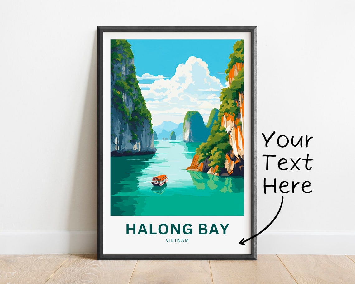 Personalized Halong Bay Vietnam Karst Cliffs Boat Travel Poster