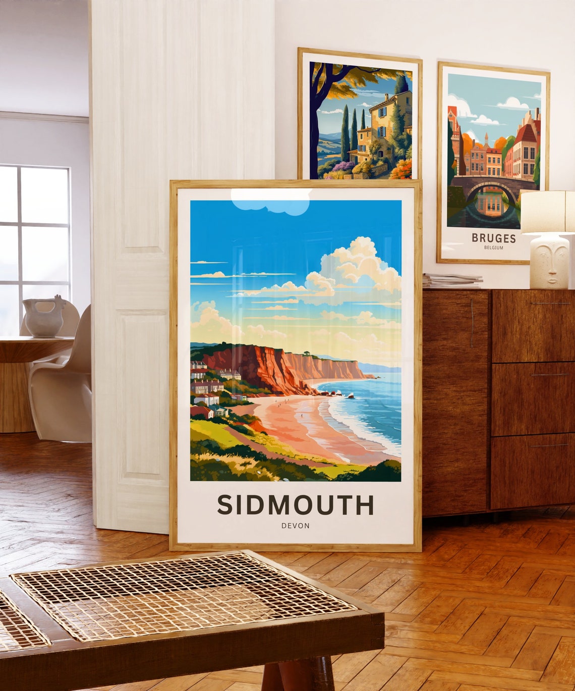 Sidmouth Devon England Red Cliffs Beach Custom Travel Poster - Image 5