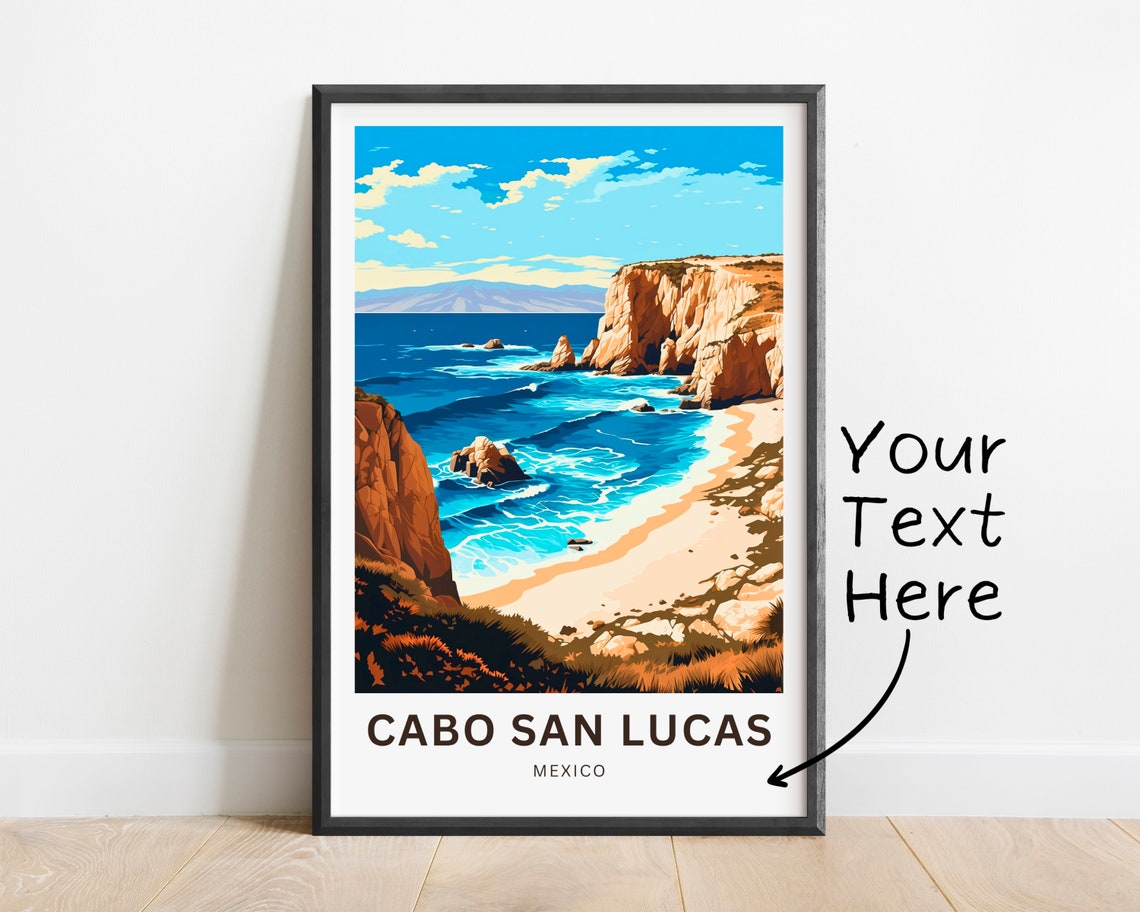 Cabo San Lucas Travel Print Cabo San Lucas Poster Mexico Wall Art Framed Present Gift Baja California Peninsula Present - Image 3