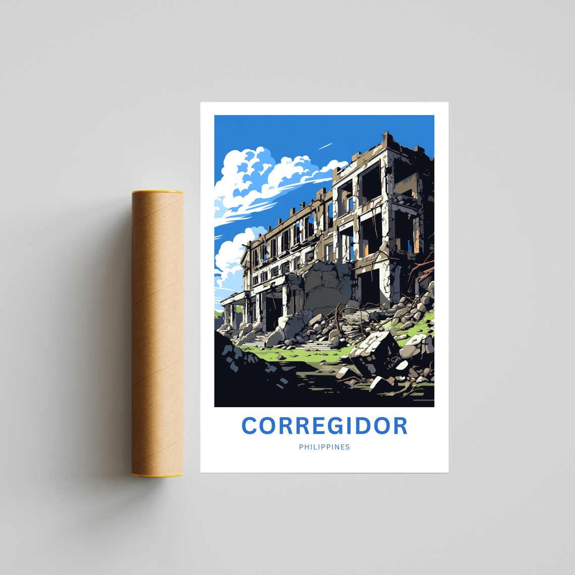Corregidor Philippines Historic Wartime Barracks Ruins Travel Poster - Image 4