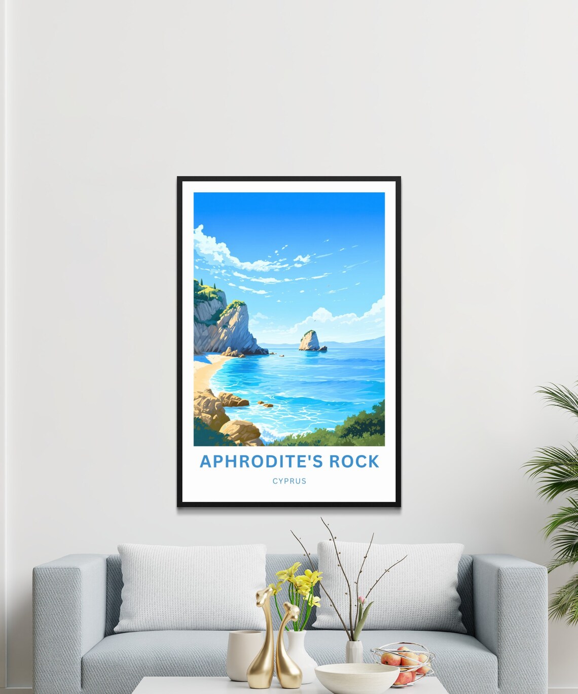 Aphrodite's Rock Cyprus Rocky Shore Cliffs Travel Art Poster - Image 2