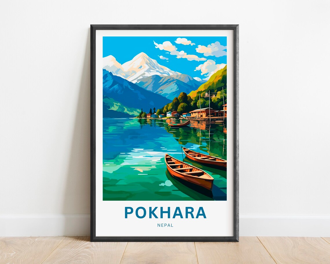 Pokhara Travel Poster, Nepal Wall Art Print