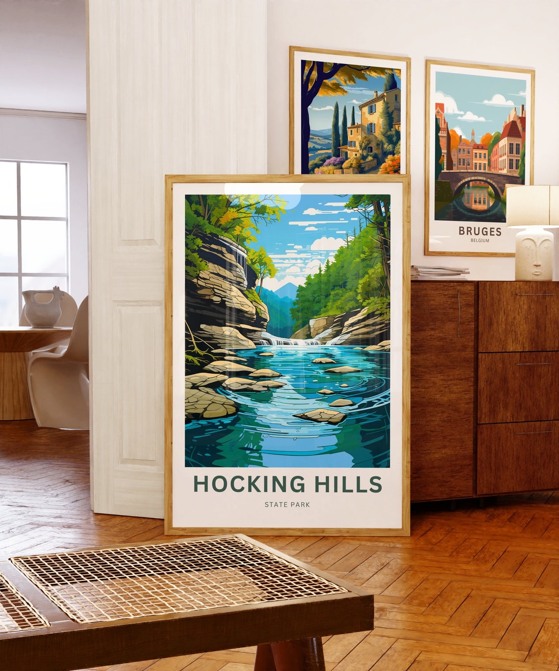 Hocking Hills State Park Turquoise Gorge Waterfall Travel Poster - Image 3