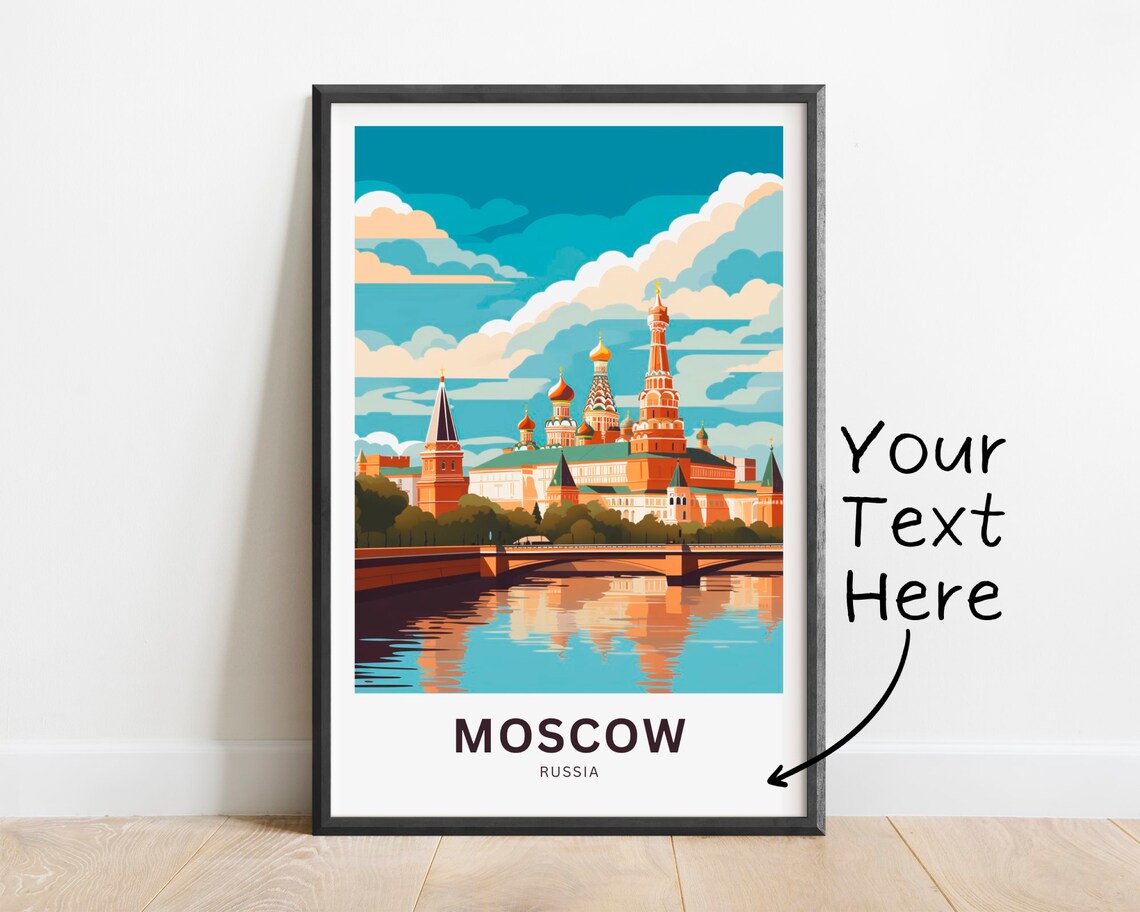 Personalized Moscow Russia Kremlin River Sunset Travel Poster