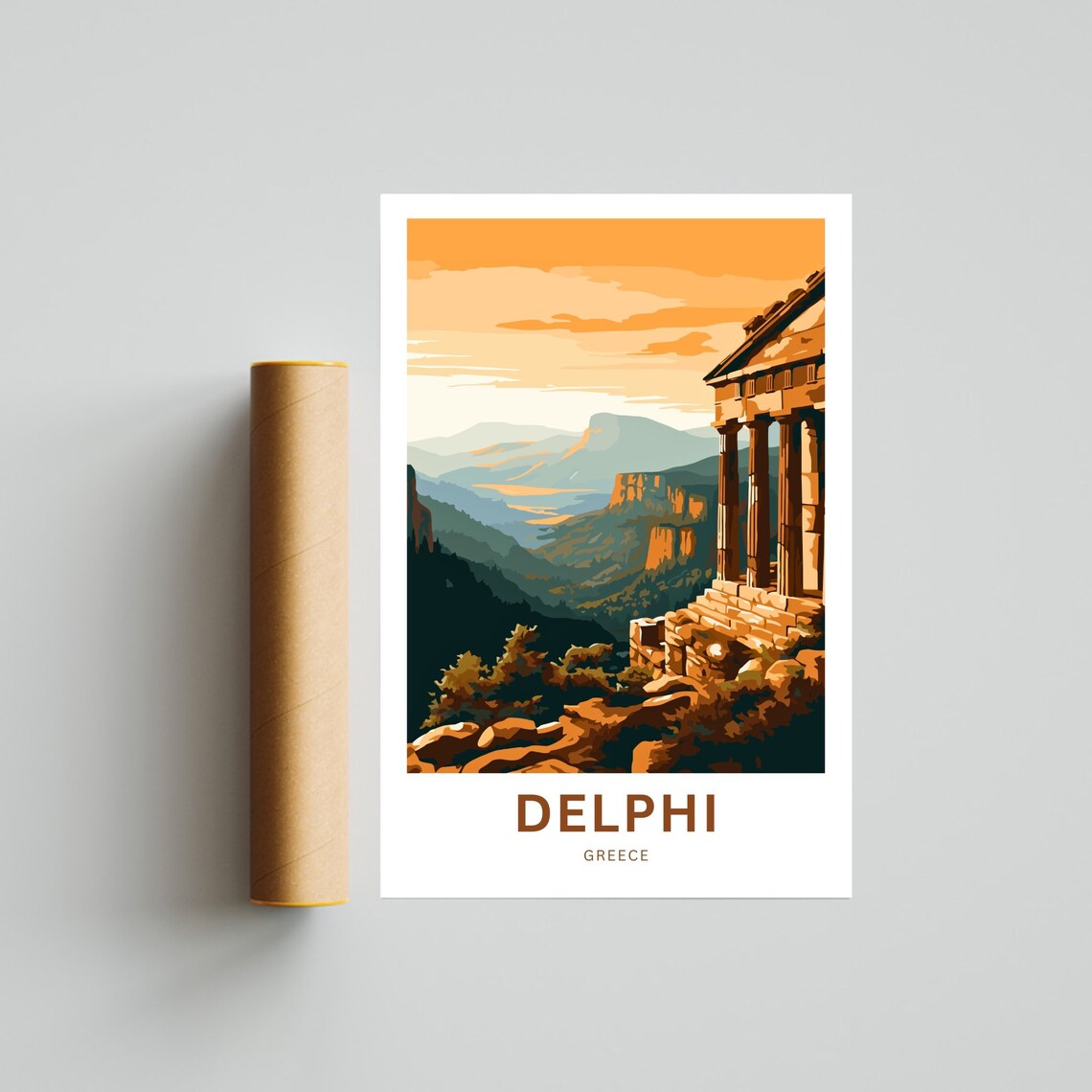 Delphi Greece Ancient Temple Ruins Mountain Valley Travel Poster - Image 4