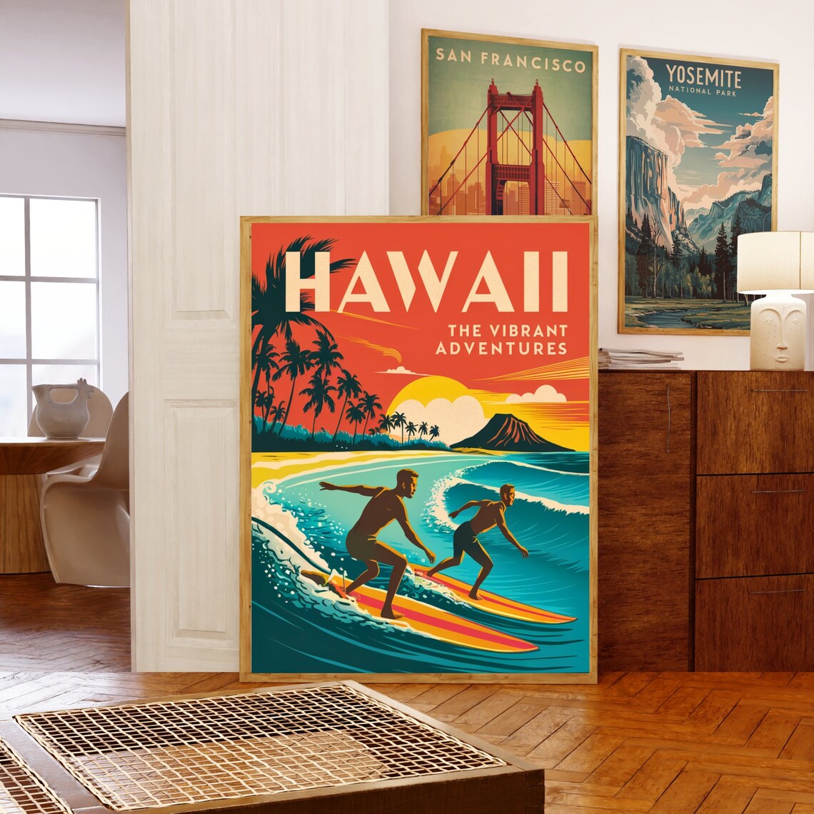 Hawaii The Vibrant Adventures Retro Surf Sunset Palm Travel Poster - Image 5