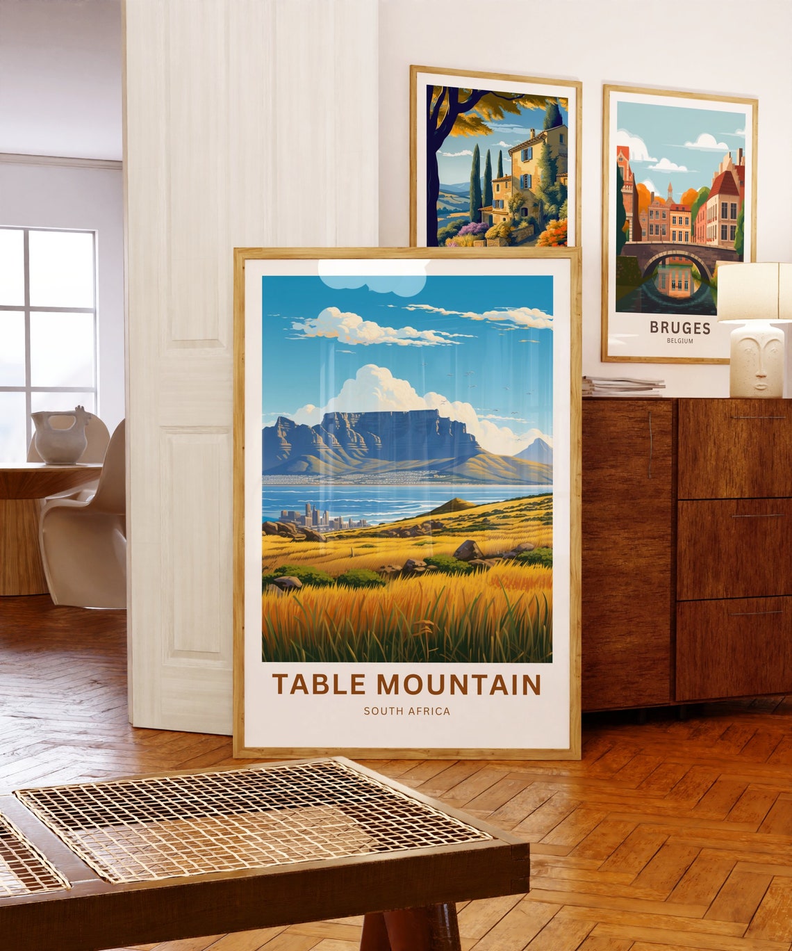 Table Mountain South Africa Cape Town Golden Grass Sunset Poster - Image 5