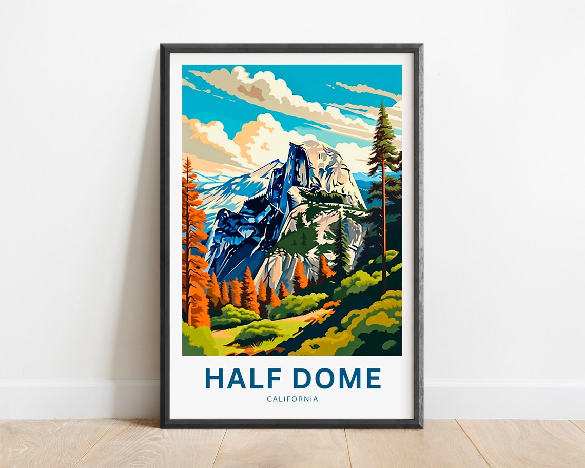 Half Dome California Yosemite Autumn Forest Golden Peak Poster