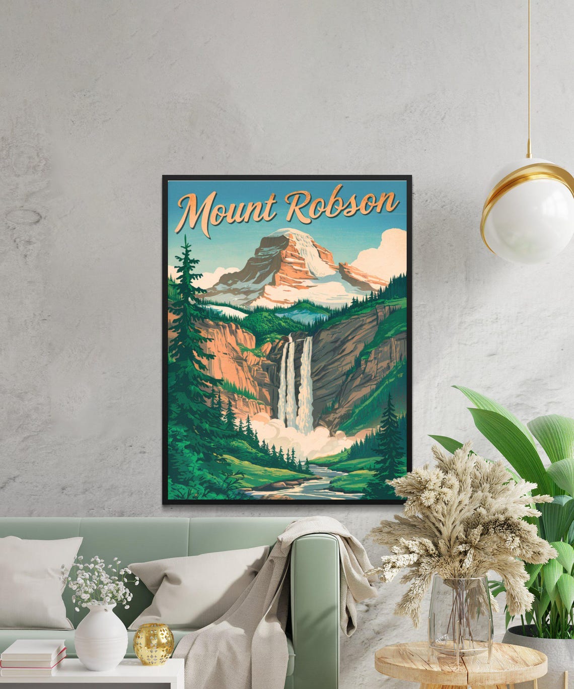Mount Robson Canada Snowy Peak Waterfalls Retro Travel Poster Art - Image 2