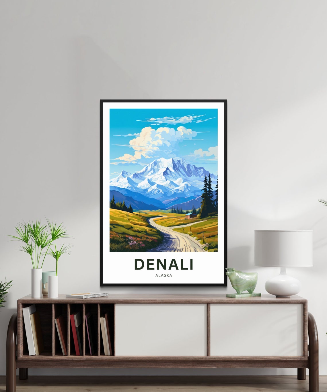 Denali Alaska Snow Capped Mountain Peaks Vintage Travel Poster - Image 2