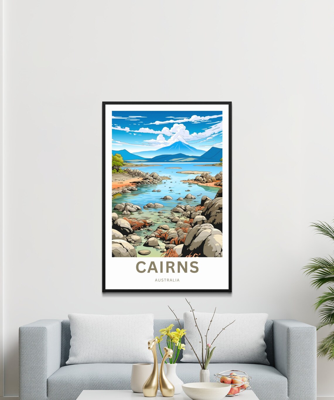 Personalized Cairns Australia Rocky Shoreline Lagoon Travel Poster - Image 3