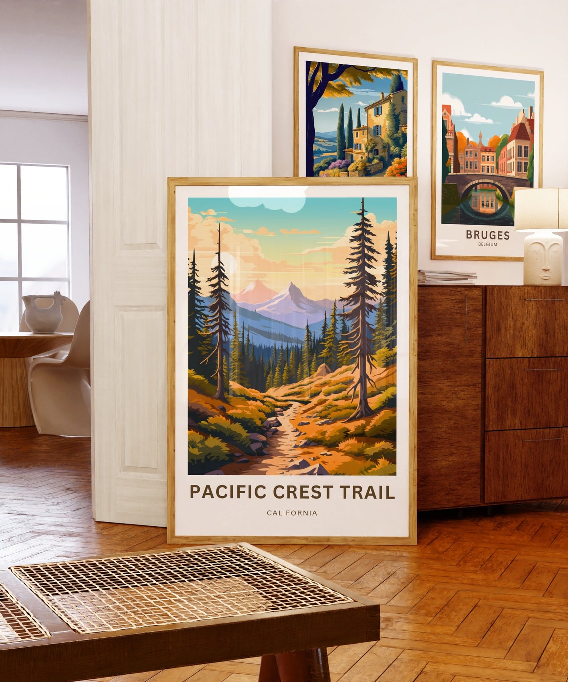 Pacific Crest Trail California Sunrise Pine Forest Path Travel Poster - Image 5
