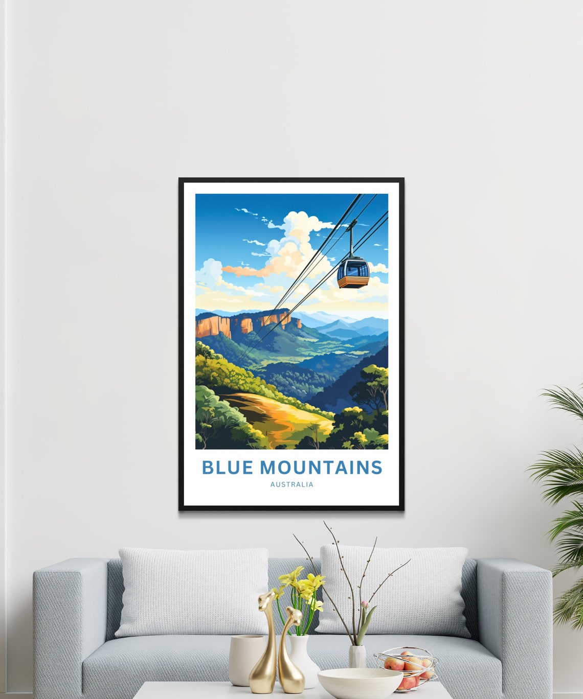 Blue Mountains Australia Sunset Cable Car Cliffs Travel Poster - Image 3