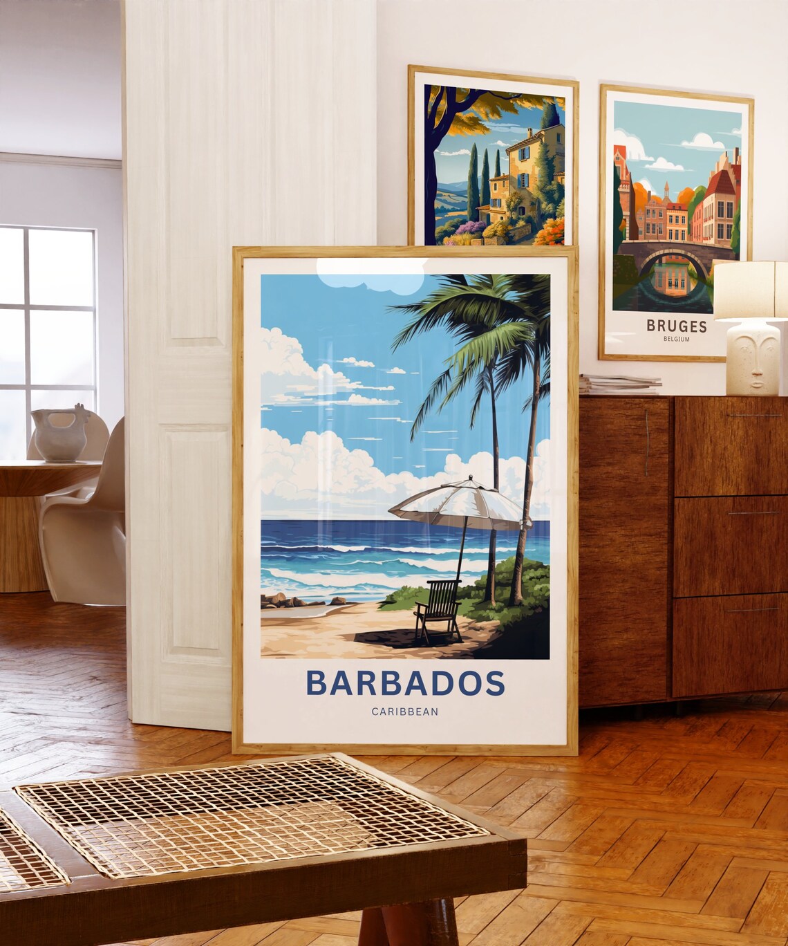 Barbados Caribbean Beach Umbrella Relax Vintage Travel Poster - Image 5