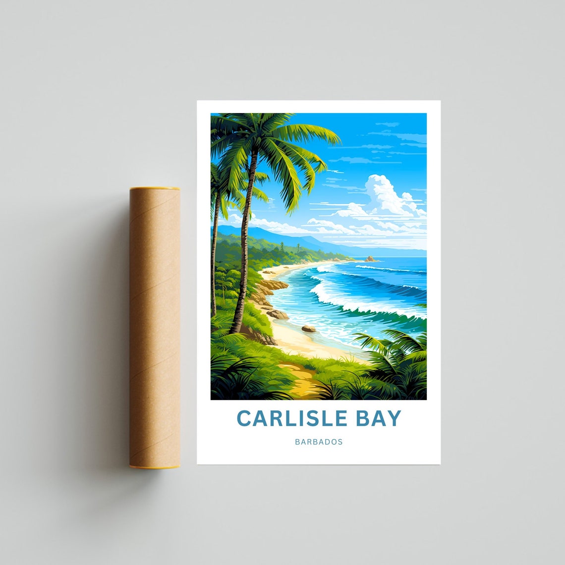 Carlisle Bay Barbados Personalized Palm Beach Surf Travel Poster - Image 4